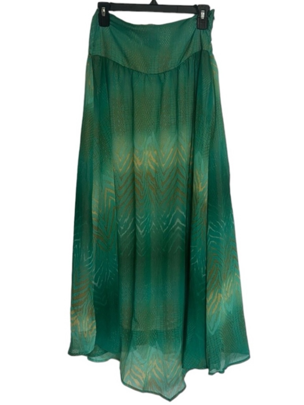 Grass Collection Chiffon Maxi Skirt in River Teal Combo Sz 3 EUC
